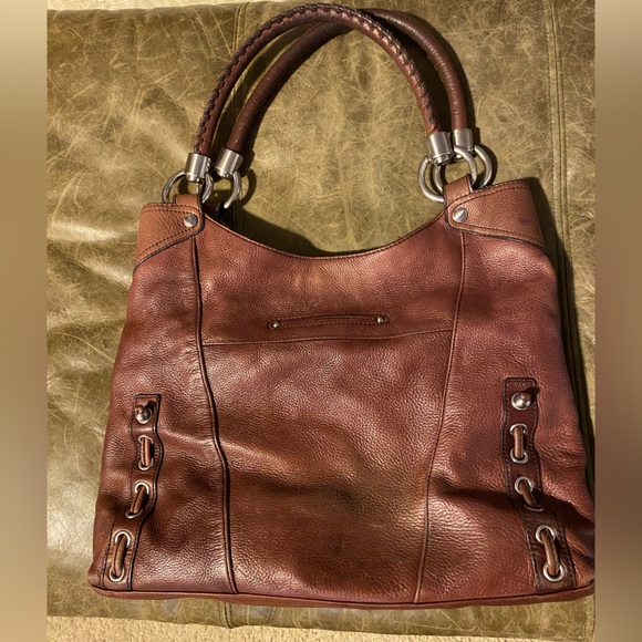 B Makowsky Large Brown Leather Purse Bag - Picture 7 of 10